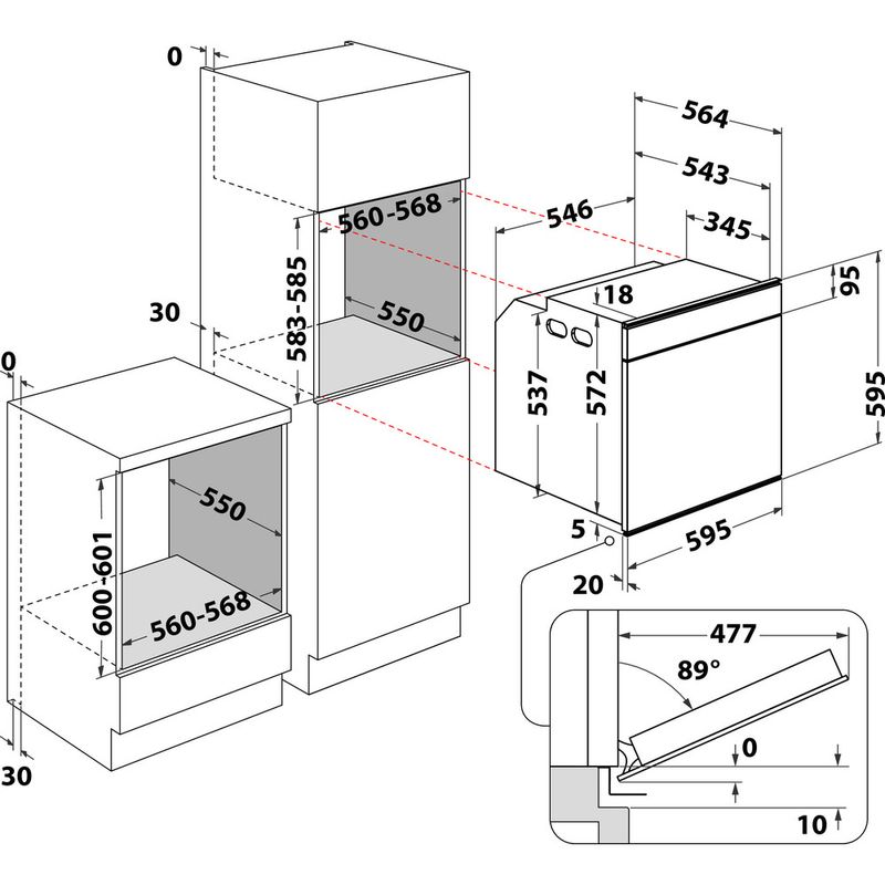 Whirlpool Piekarnik Do zabudowy AKZM 8420 S Elektryczny A+ Technical drawing