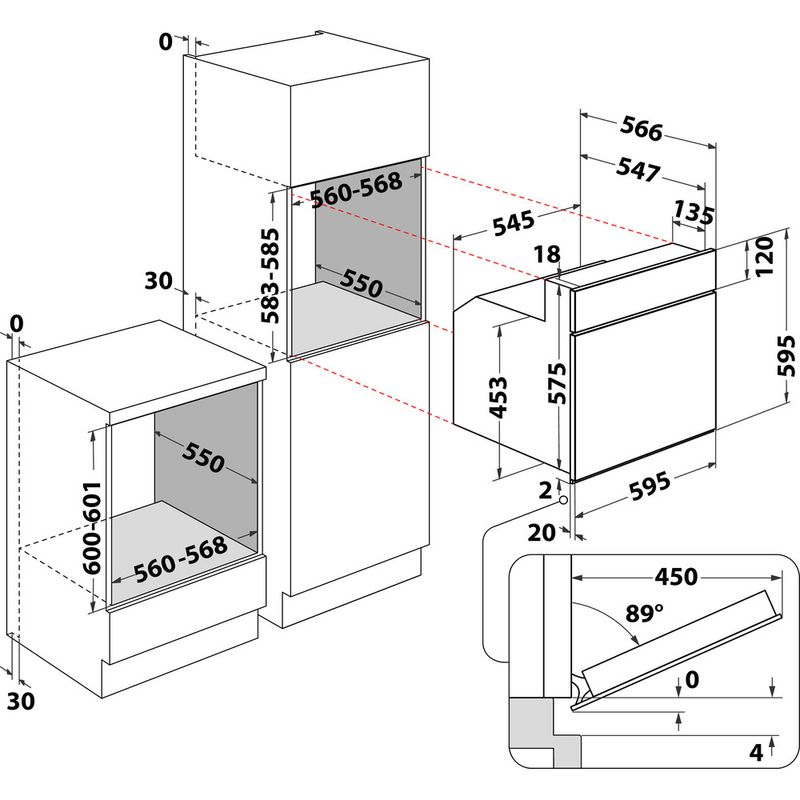 Whirlpool Piekarnik Do zabudowy AKP 446/IX Elektryczny A Technical drawing