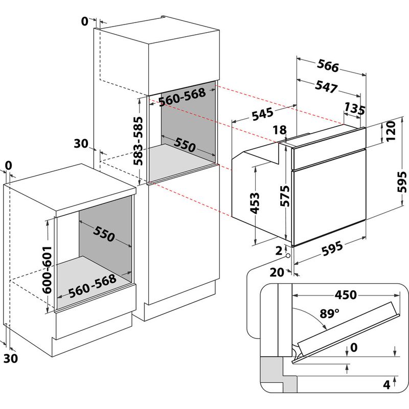 Whirlpool Piekarnik Do zabudowy AKP 738 NB Elektryczny A Technical drawing