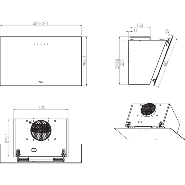 Whirlpool-Okap-Do-zabudowy-AKR-039-G-BL-Czarny-Wolnostojące-Elektroniczny-Technical-drawing