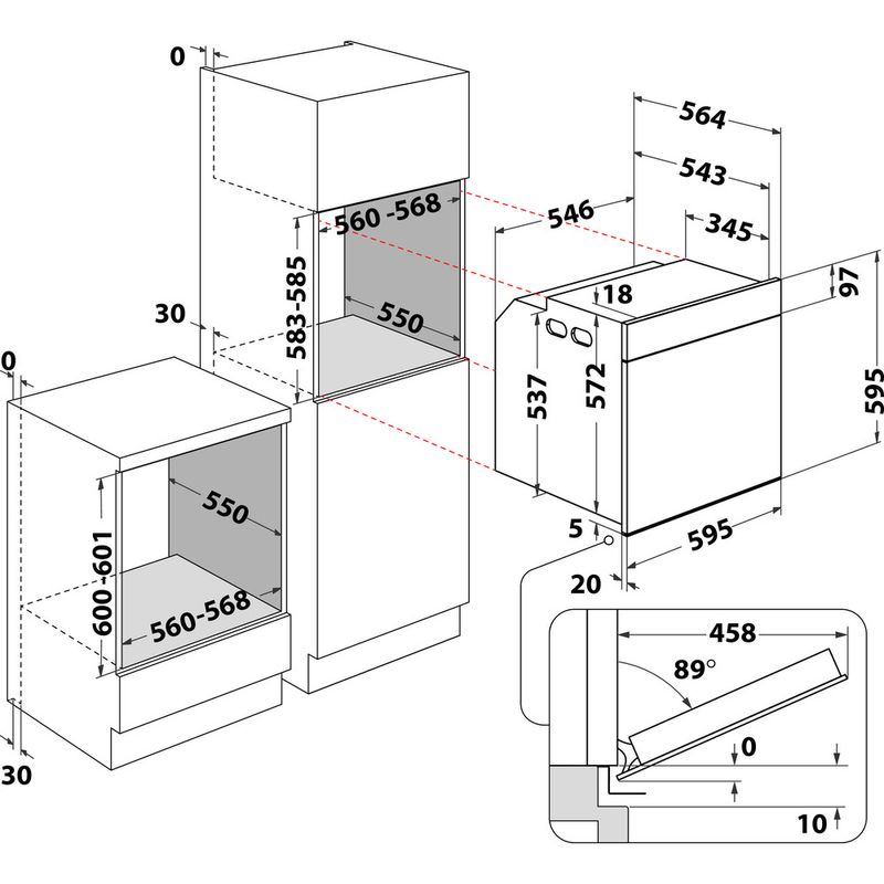 Whirlpool Piekarnik Do zabudowy AKZ9 6230 IX Elektryczny A+ Technical drawing