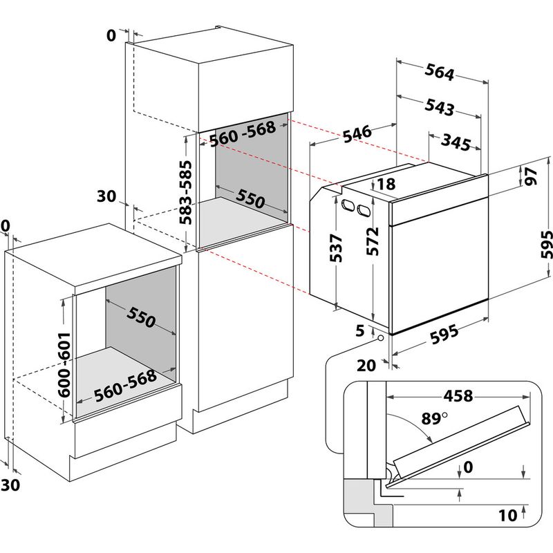 Whirlpool Piekarnik Do zabudowy OAKZ9 7900 HS IX Elektryczny A+ Technical drawing