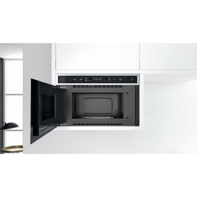 Whirlpool Mikrofalówka Do zabudowy W6 MN840 Stal nierdzewna Elektroniczny 22 MW + Grill 750 Lifestyle frontal open