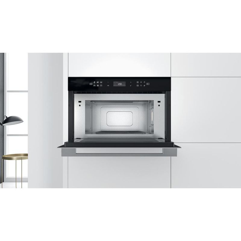 Whirlpool Mikrofalówka Do zabudowy W7 MD440 Stal nierdzewna Elektroniczny 31 MW + Grill 1000 Lifestyle frontal open