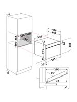 Whirlpool Mikrofalówka Do zabudowy W6 MD440 Stal nierdzewna Elektroniczny 31 MW + Grill 1000 Technical drawing