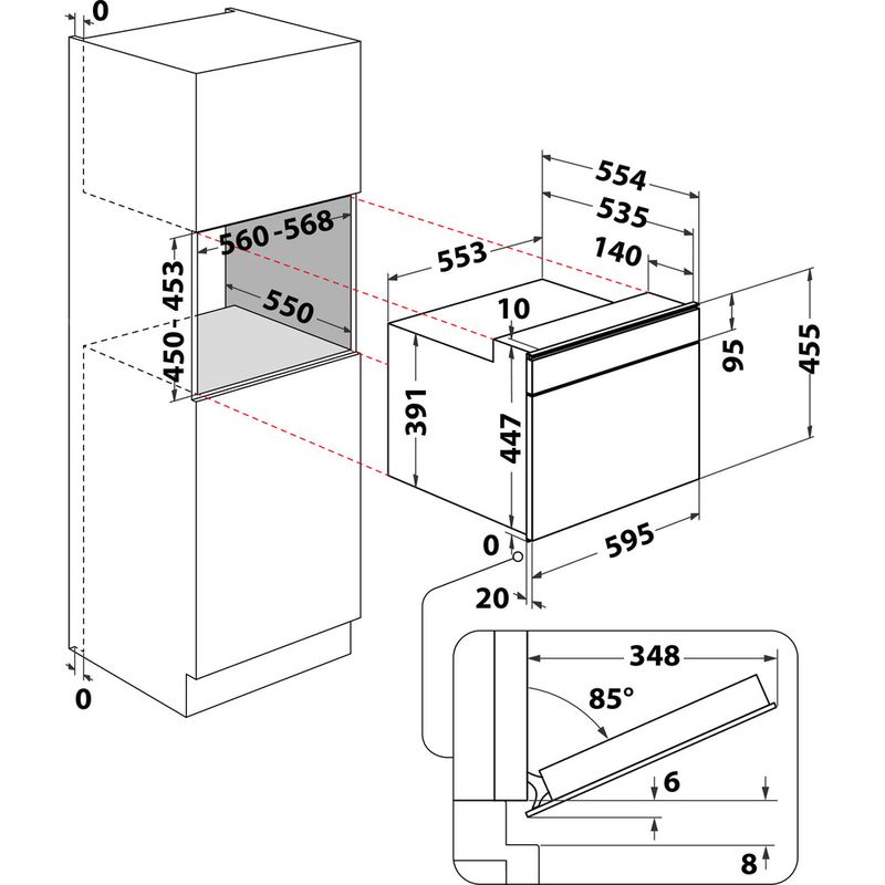 Whirlpool Mikrofalówka Do zabudowy W9 MW261 IXL Stal nierdzewna Elektroniczny 40 MW-Combi 900 Technical drawing