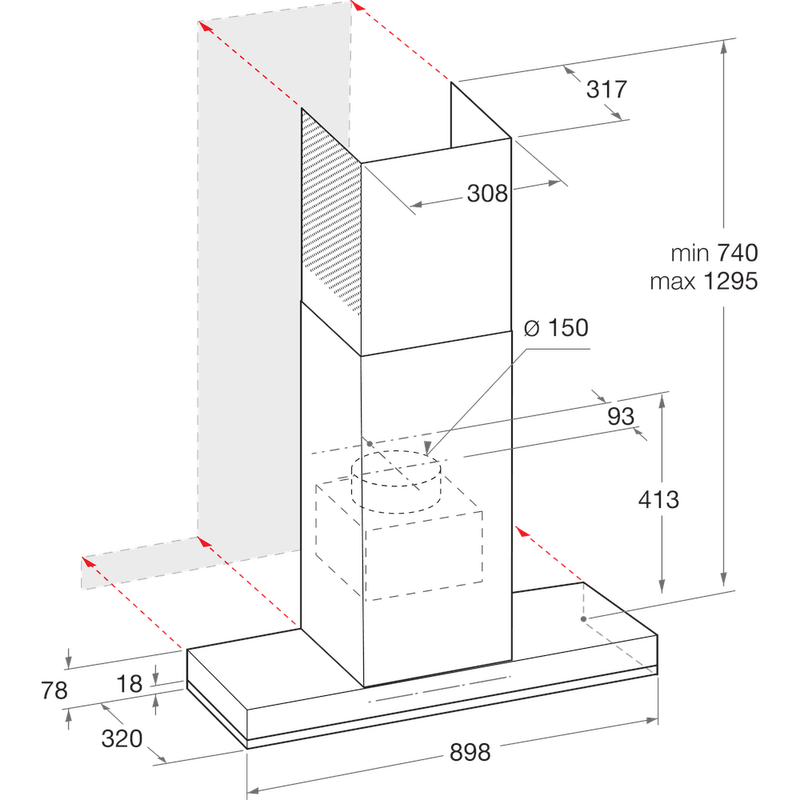 Whirlpool-Okap-Do-zabudowy-WHSS-90F-TS-K-Czarny-Kominowy-Elektroniczny-Technical-drawing