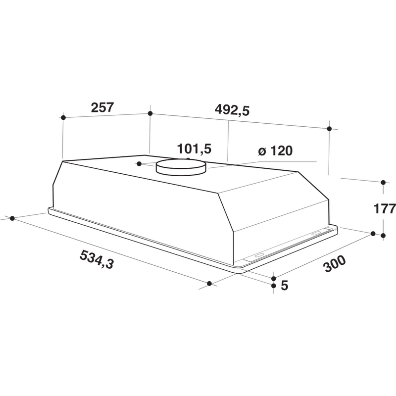 Whirlpool Okap Do zabudowy WCT 64 FLS X Inox Do zabudowy Mechaniczny Technical drawing