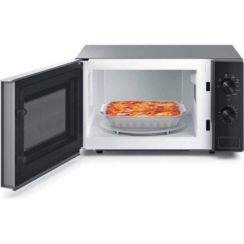 Whirlpool-Mikrofalowka-Wolnostojące-MWP-103-SB-Srebrno-czarny-Mechaniczny-20-MW---Grill-700-Frontal-open