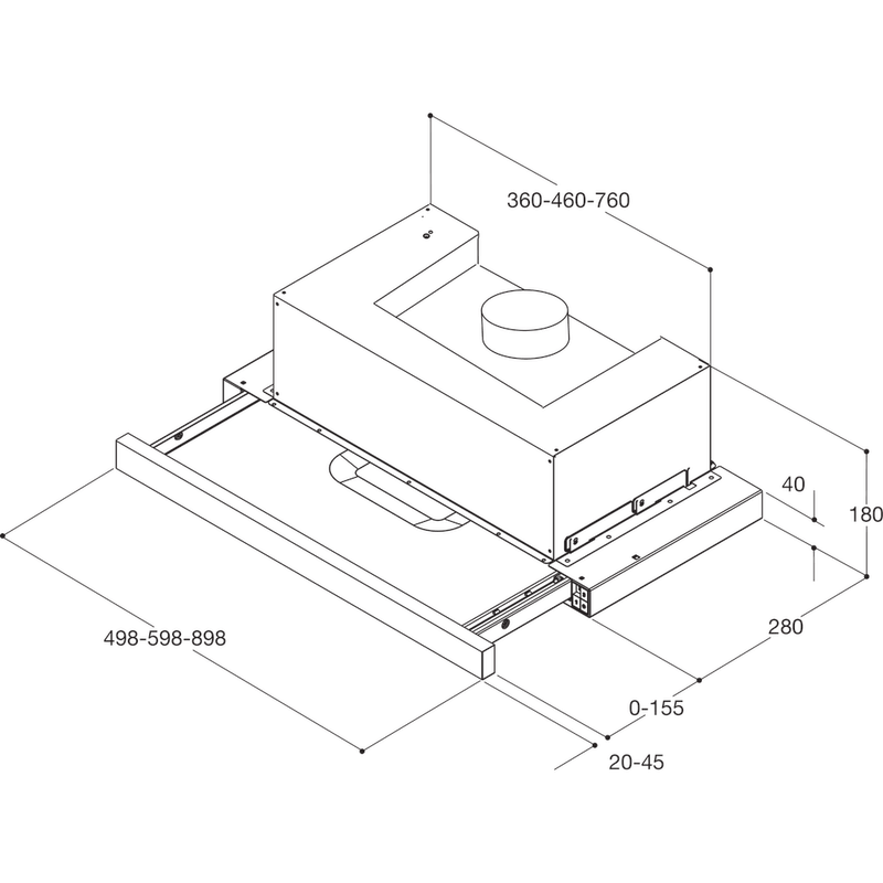 Whirlpool Okap Do zabudowy AKR 5390/1 IX Inox Do zabudowy Mechaniczny Technical drawing