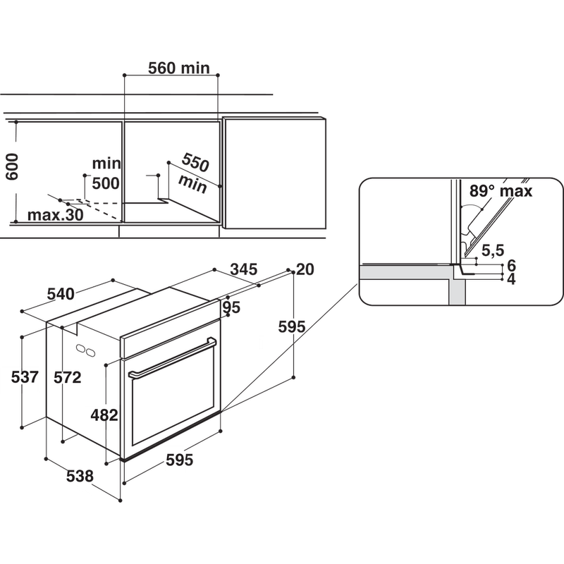 Whirlpool-Piekarnik-Do-zabudowy-W6-OS4-4S1-H-BL-Elektryczny-A--Technical-drawing