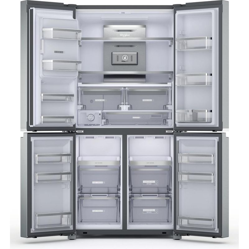 Whirlpool-Side-by-Side-Wolnostojące-WQ9I-MO1L-Inox-Look-Frontal-open