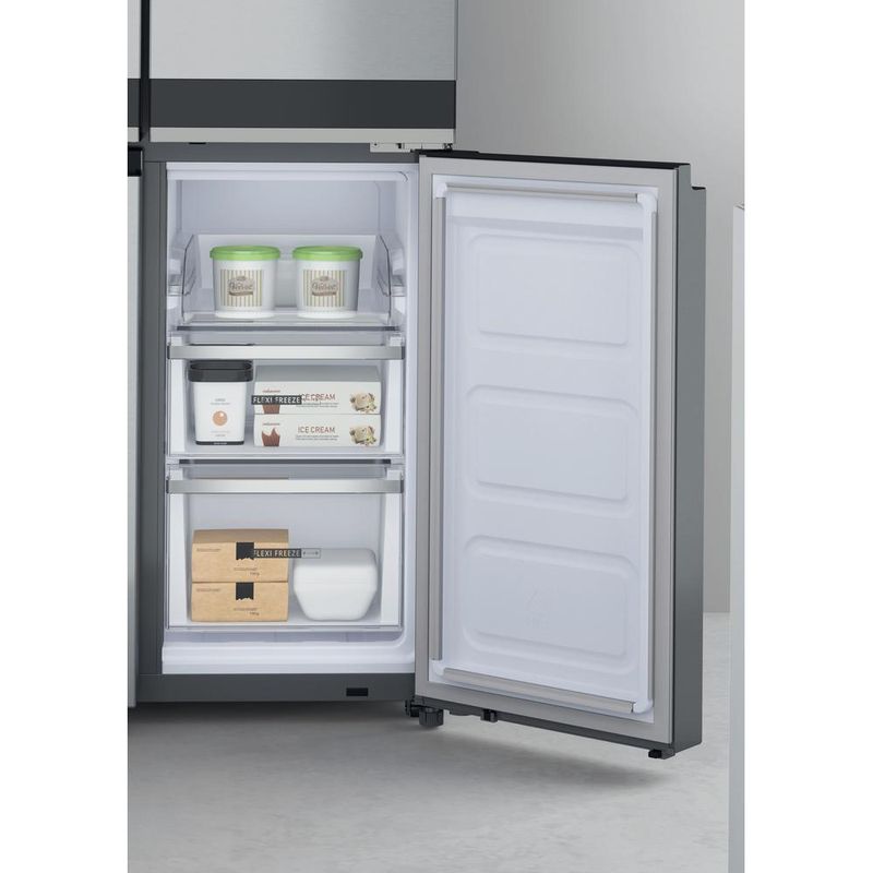 Whirlpool-Side-by-Side-Wolnostojące-WQ9-U2L-Inox-Look-Lifestyle-frontal-open