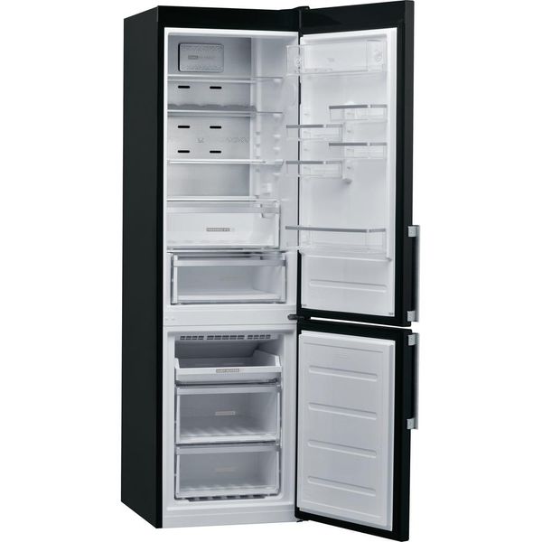 Whirlpool Lodówka z zamrażarką Wolnostojące W9 931D KS H Czarny/inox Dwudrzwiow(y)a Perspective open