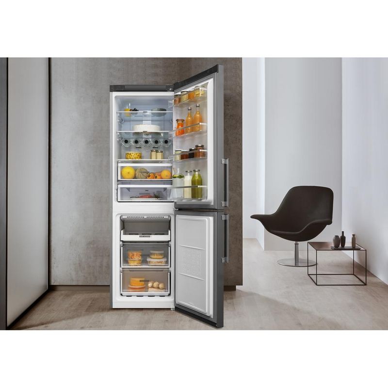 Whirlpool Lodówka z zamrażarką Wolnostojące W7 831T OX H Optic Inox Dwudrzwiow(y)a Lifestyle frontal open