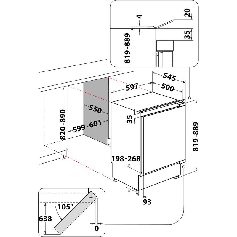 Whirlpool Zamrażarka Do zabudowy AFB 8281 Biel Technical drawing