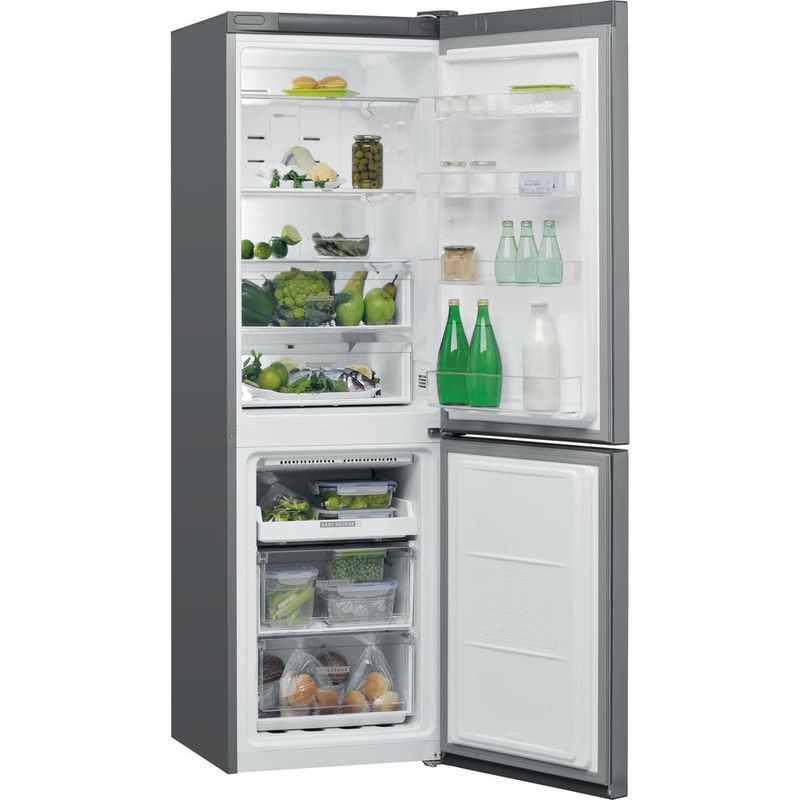 Whirlpool Lodówka z zamrażarką Wolnostojące W7 821O OX Optic Inox Dwudrzwiow(y)a Perspective open