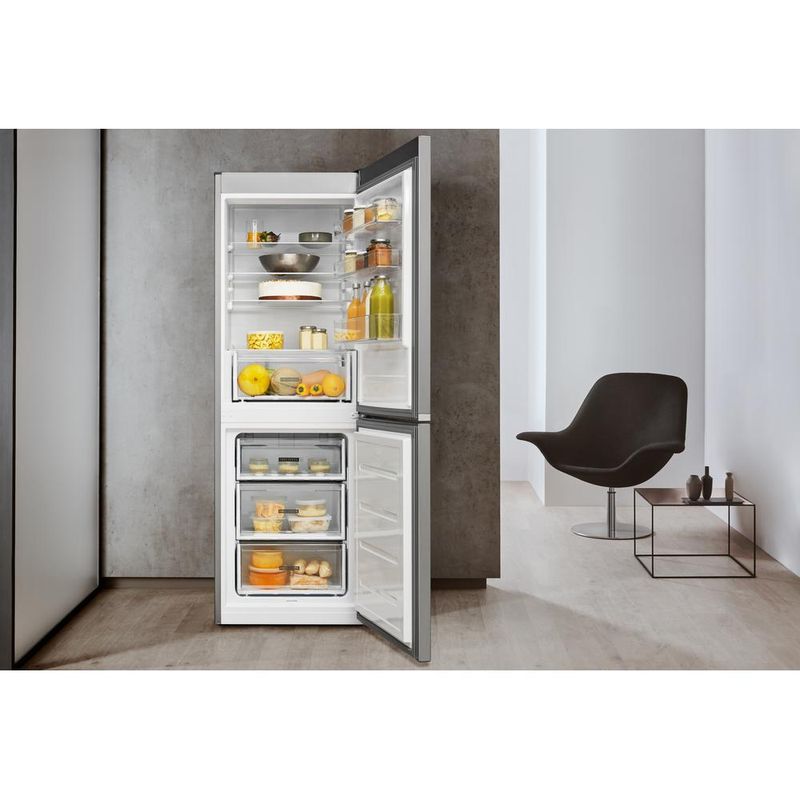 Whirlpool Lodówka z zamrażarką Wolnostojące W5 711E OX 1 Optic Inox Dwudrzwiow(y)a Lifestyle frontal open