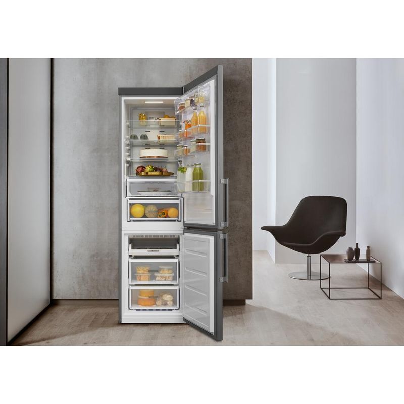 Whirlpool Lodówka z zamrażarką Wolnostojące W9 921D OX H 2 Optic Inox Dwudrzwiow(y)a Lifestyle frontal open