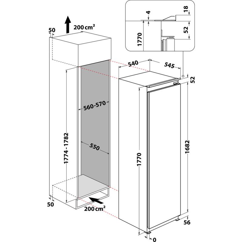 Whirlpool Zamrażarka Do zabudowy AFB 18401 Biel Technical drawing