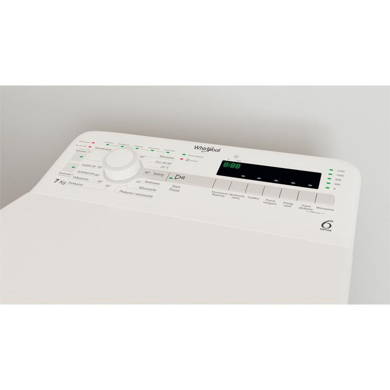 Whirlpool Pralka Wolnostojące NTDLR 7220SS PL/N Biel Ładowana od góry E Lifestyle control panel