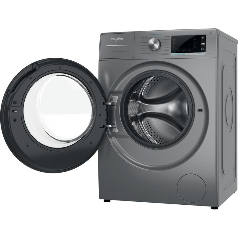 Whirlpool Pralka Wolnostojące W6 W945SB PL Srebrny Ładowany od frontu B Perspective open