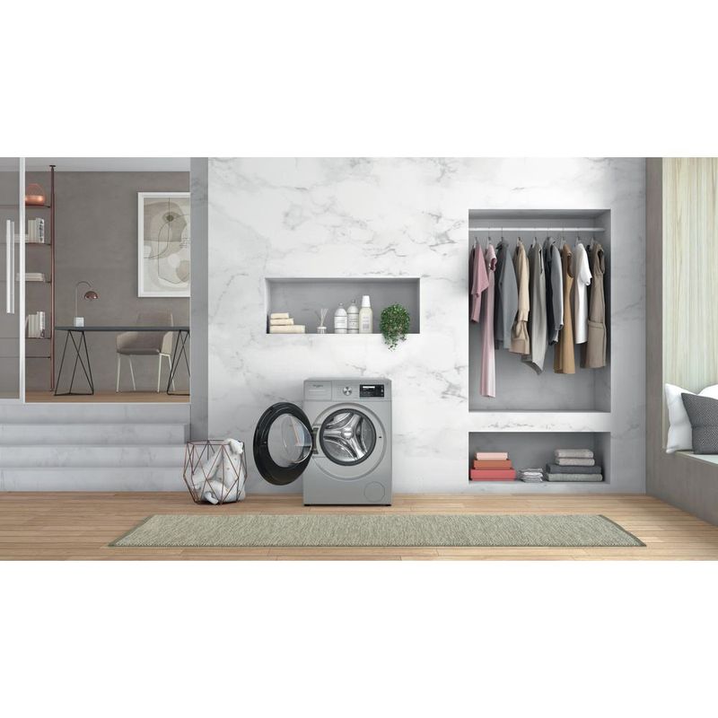 Whirlpool Pralka Wolnostojące W6 W945SB PL Srebrny Ładowany od frontu B Lifestyle frontal open