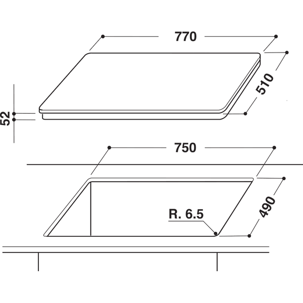 Whirlpool-Płyta-grzewcza-ACM-814-BA-Czarny-Induction-vitroceramic-Technical-drawing