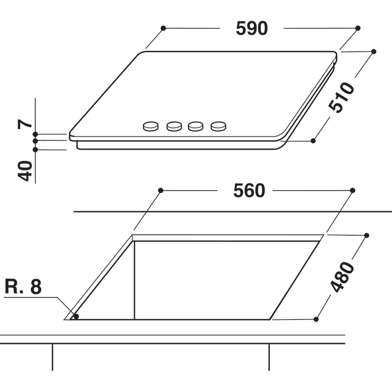 Whirlpool-Płyta-grzewcza-AKW-6422-IXL-Inox-Ixelium-Gazowy-Technical-drawing