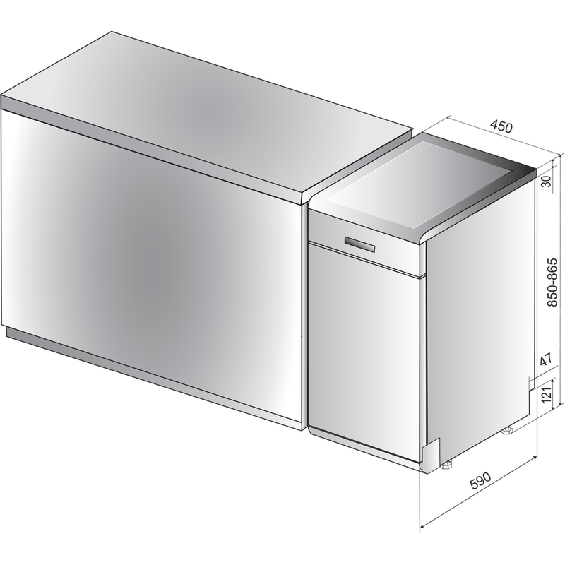 Whirlpool-Zmywarka-Wolnostojące-WSFO-3O34-PF-X-Wolnostojące-A----Technical-drawing