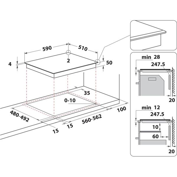 Whirlpool-Płyta-grzewcza-WL-S3160-BF-Czarny-Induction-vitroceramic-Technical-drawing