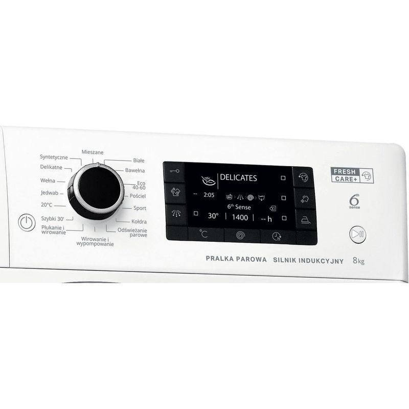 Whirlpool Pralka Wolnostojące FWSD 81283 BV PL N Biel Ładowany od frontu D Control panel