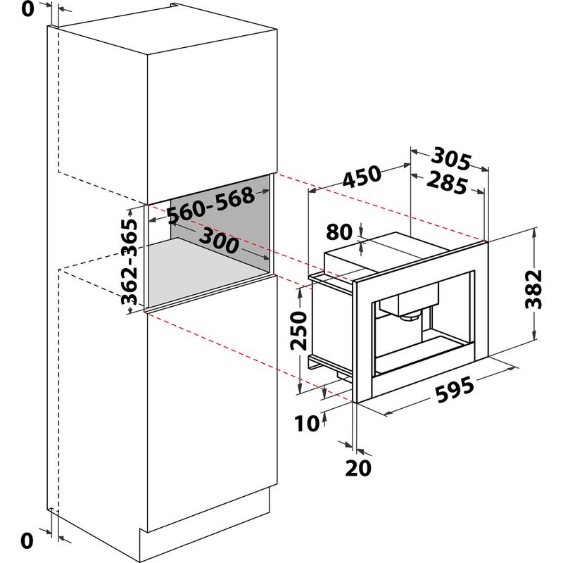 Whirlpool Wbudowany ekspres do kawy ACE 010/IX Inox Pół automatyczne Technical drawing