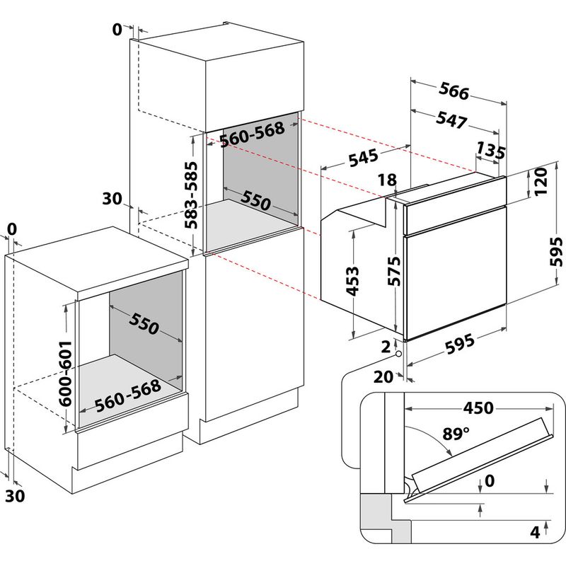 Whirlpool Piekarnik Do zabudowy AKP 245/IX Elektryczny A Technical drawing