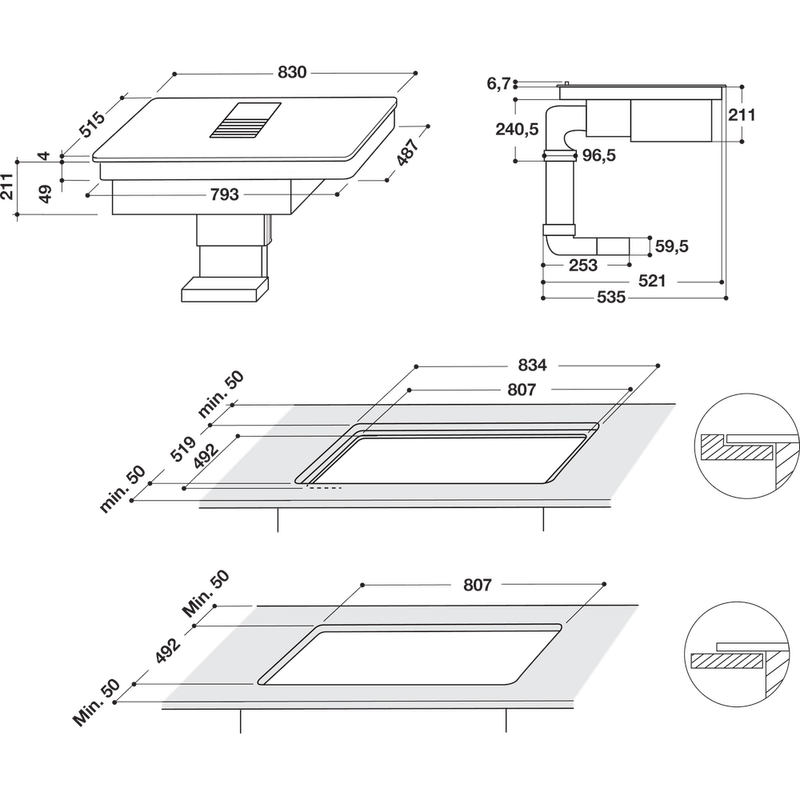 Whirlpool-Venting-cooktop-WVH-92-K-Czarny-Technical-drawing
