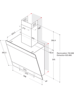 Whirlpool Okap Do zabudowy AKR 62F LT K Czarny Wolnostojące Elektroniczny Technical drawing