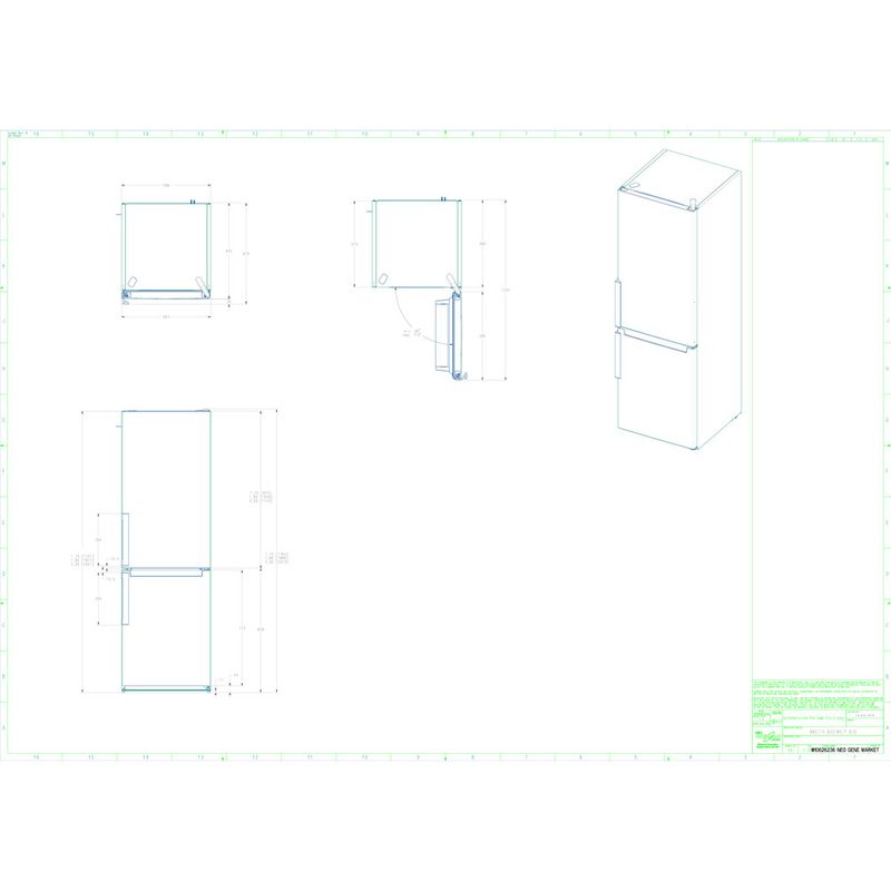 Whirlpool Lodówka z zamrażarką Wolnostojące W9 941D IX H Inox Dwudrzwiow(y)a Technical drawing