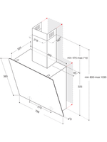 Whirlpool Okap Do zabudowy WHVP 82F LT K Czarny Wolnostojące Elektroniczny Technical drawing
