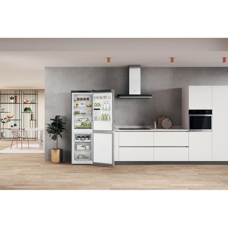 Whirlpool Lodówka z zamrażarką Wolnostojące W7X 83A OX 1 Optic Inox Dwudrzwiow(y)a Lifestyle frontal open