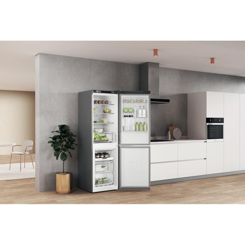 Whirlpool Lodówka z zamrażarką Wolnostojące W7X 83A OX 1 Optic Inox Dwudrzwiow(y)a Lifestyle perspective open