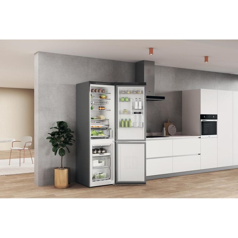 Whirlpool Lodówka z zamrażarką Wolnostojące W7X 92O OX H Optic Inox Dwudrzwiow(y)a Lifestyle perspective open