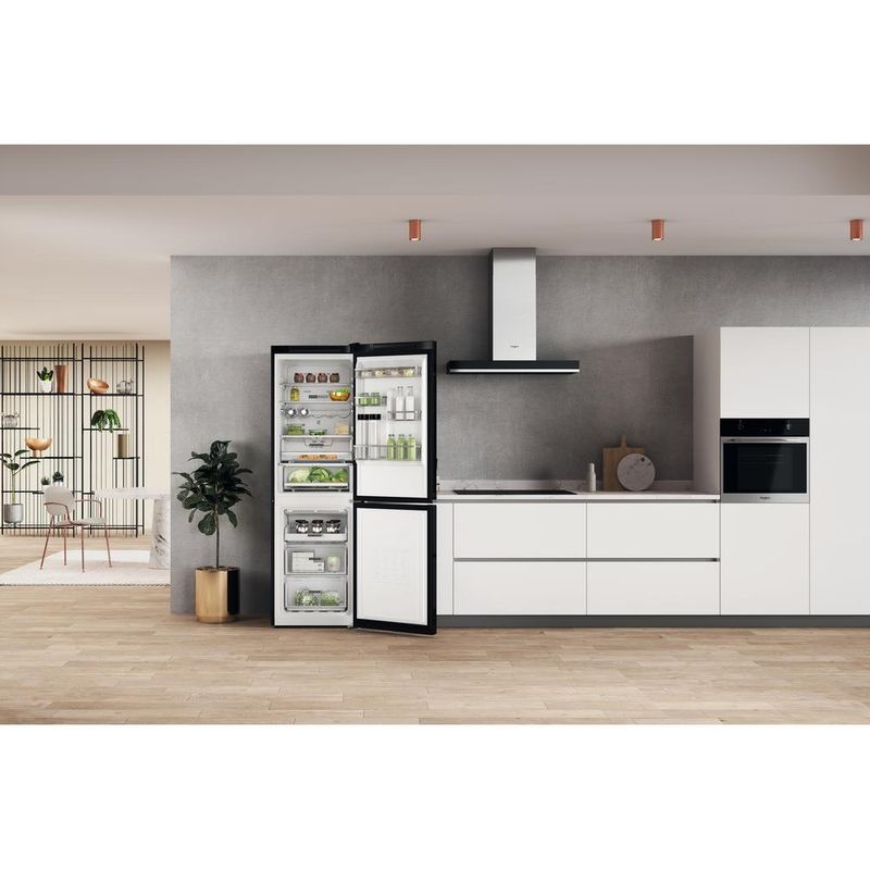 Whirlpool Lodówka z zamrażarką Wolnostojące W7X 83T KS 2 Czarny/inox Dwudrzwiow(y)a Lifestyle frontal open