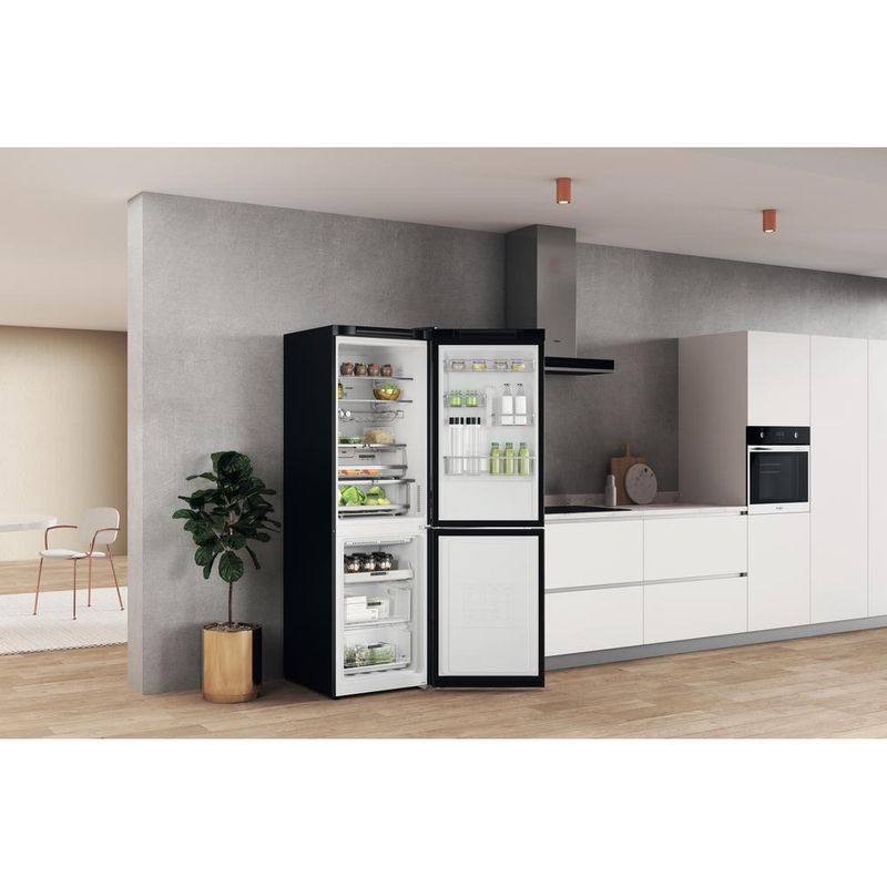 Whirlpool Lodówka z zamrażarką Wolnostojące W7X 83T KS 2 Czarny/inox Dwudrzwiow(y)a Lifestyle perspective open