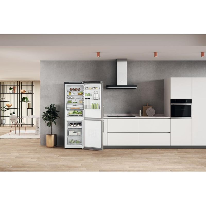 Whirlpool Lodówka z zamrażarką Wolnostojące W7X 82O OX H Optic Inox Dwudrzwiow(y)a Lifestyle frontal open