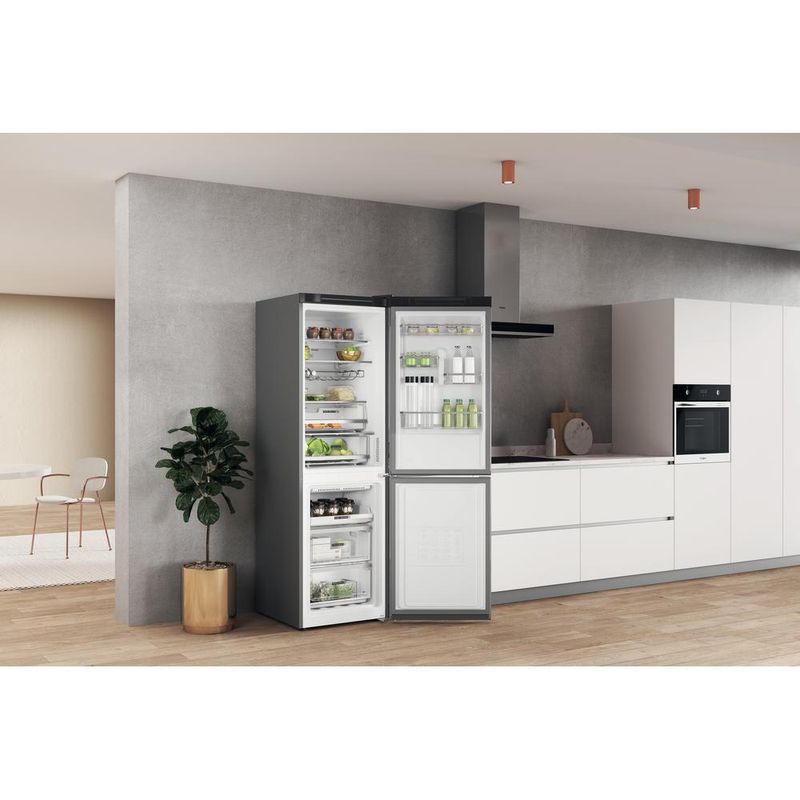 Whirlpool Lodówka z zamrażarką Wolnostojące W7X 83T MX Lustro/inox Dwudrzwiow(y)a Lifestyle perspective open