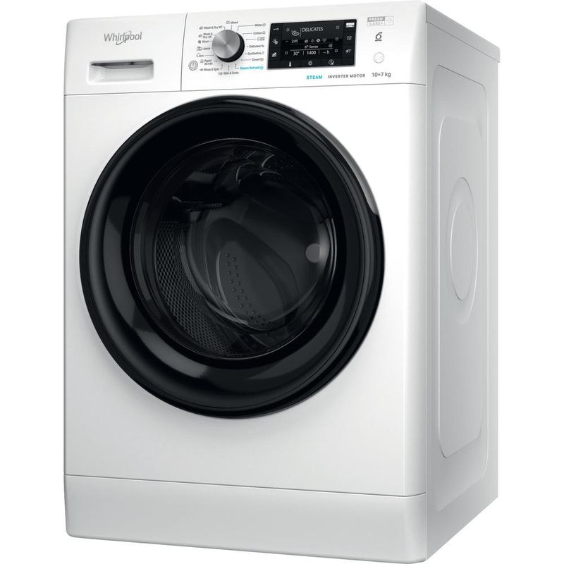 Whirlpool Pralkosuszarka Wolnostojące FFWDD 1076258 BV EU Biel Ładowany od frontu Perspective