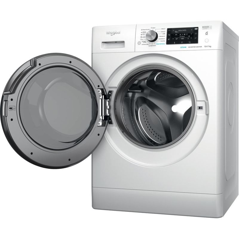 Whirlpool Pralkosuszarka Wolnostojące FFWDD 1076258 BV EU Biel Ładowany od frontu Perspective open