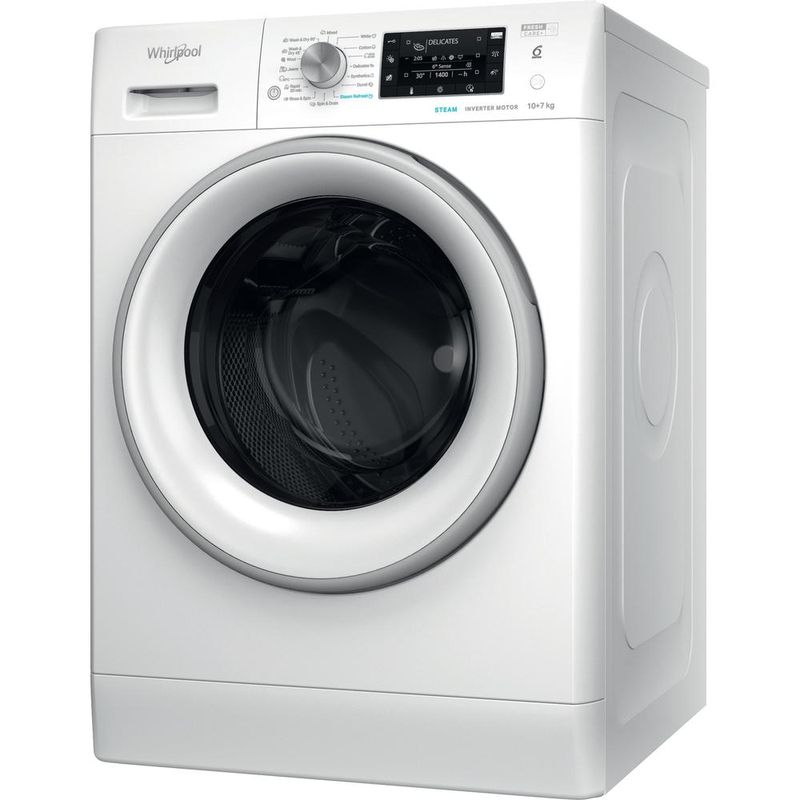 Whirlpool Pralkosuszarka Wolnostojące FFWDD 1076258 SV EE Biel Ładowany od frontu Perspective