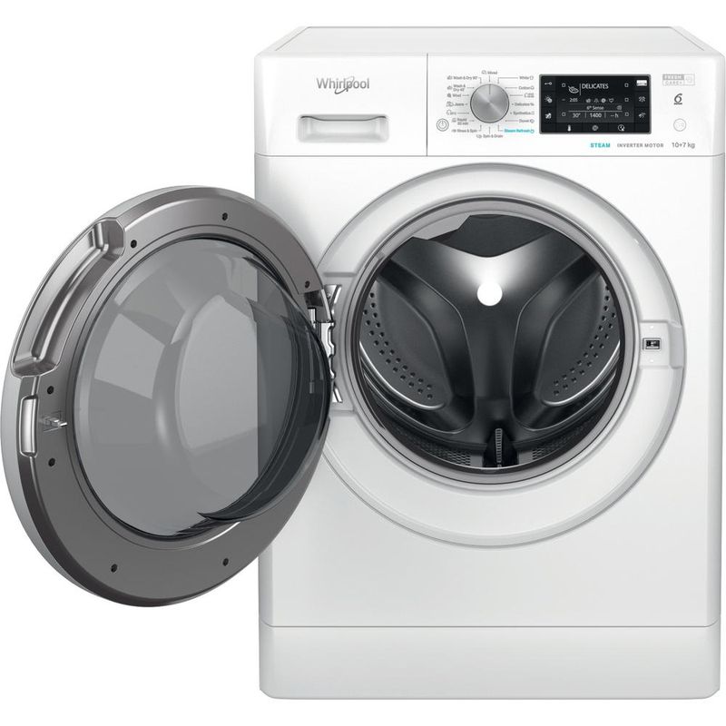 Whirlpool Pralkosuszarka Wolnostojące FFWDD 1076258 SV EE Biel Ładowany od frontu Frontal open