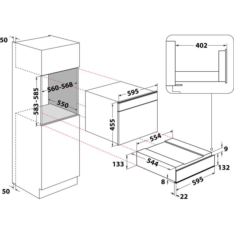 Whirlpool Podgrzewacz płytowy W1114 Czarny Technical drawing